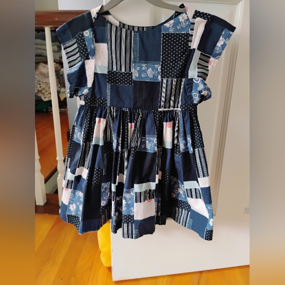 Cute Blue Patchwork Dress, Toddler